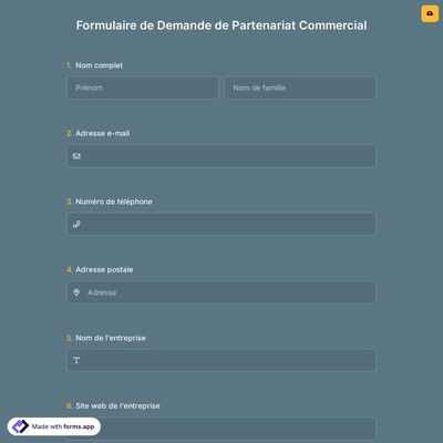 Formulaire de Demande de Partenariat Commercial