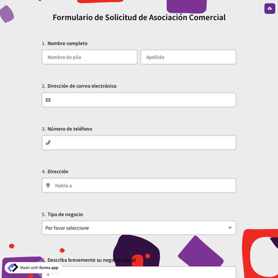 Formulario De Solicitud De Asociación Comercial