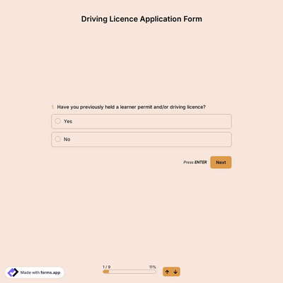 Driving License Application Form