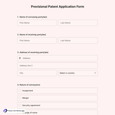 Provisional Patent Application Form
