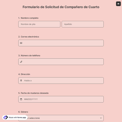 Formulario de Solicitud de Compañero de Cuarto