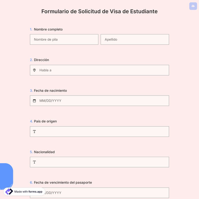 Formulario de Solicitud de Visa de Estudiante