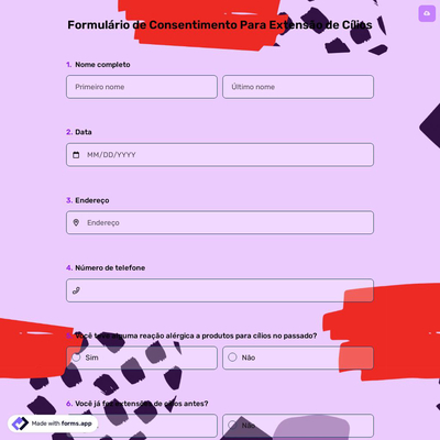 Formulário de Consentimento Para Extensão de Cílios