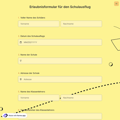 Erlaubnisformular für den Schulausflug