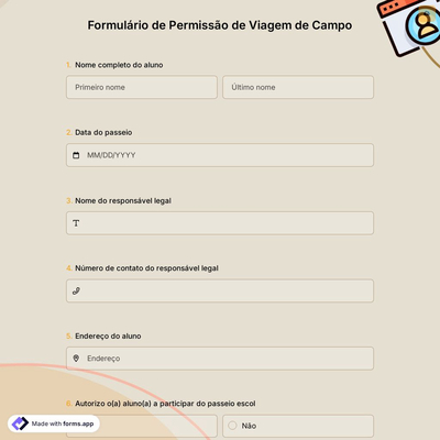 Formulário de Permissão de Viagem de Campo