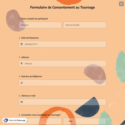 Formulaire De Consentement Au Tournage
