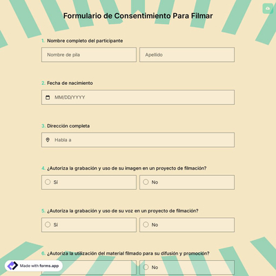 Formulario de Consentimiento Para Filmar