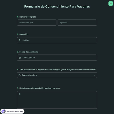 Formulario de Consentimiento Para Vacunas