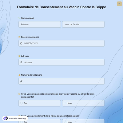 Formulaire de Consentement au Vaccin Contre la Grippe