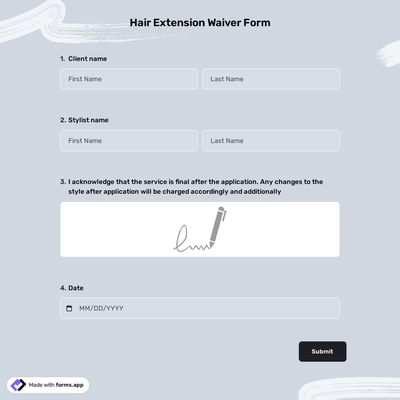 Hair Extension Waiver Form