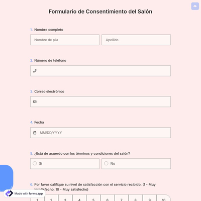 Formulario de Consentimiento del Salón