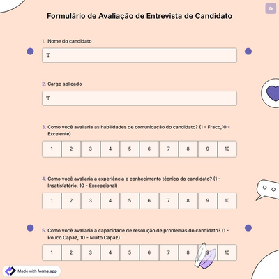 Formulário de Avaliação de Entrevista de Candidato