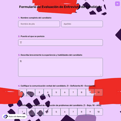 Formulario de Evaluación de Entrevista de Candidato
