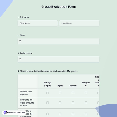 Group Evaluation Form