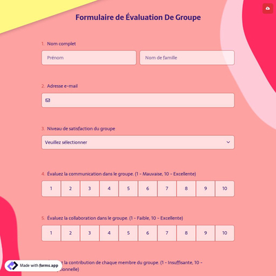 Formulaire de Évaluation De Group