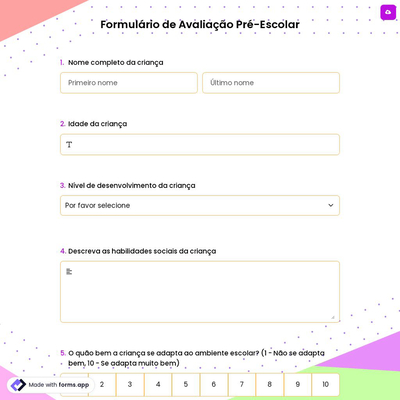 Formulário de Avaliação Pré-Escolar