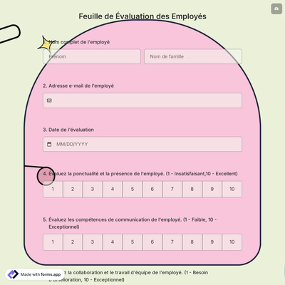 Feuille de Évaluation des Employés