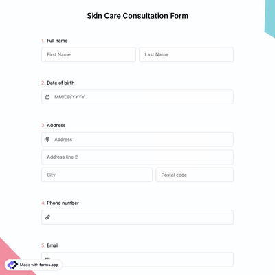Skin Care Consultation Form