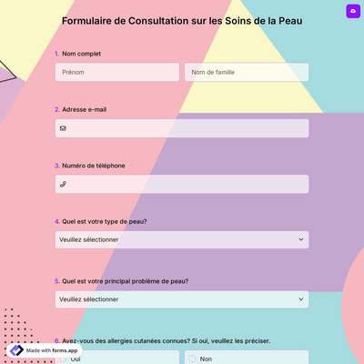 Formulaire de Consultation sur les Soins de la Peau