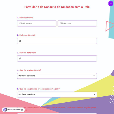 Formulário de Consulta de Cuidados com a Pele