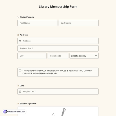 Library Membership Form
