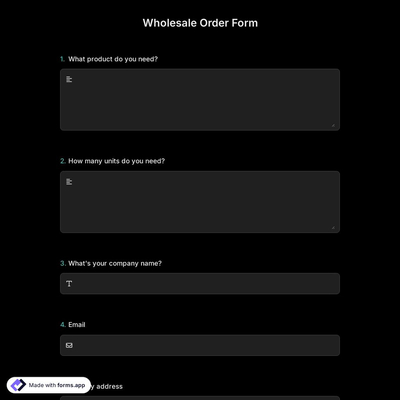 Wholesale Order Form