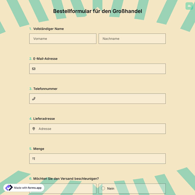 Bestellformular für den Großhandel