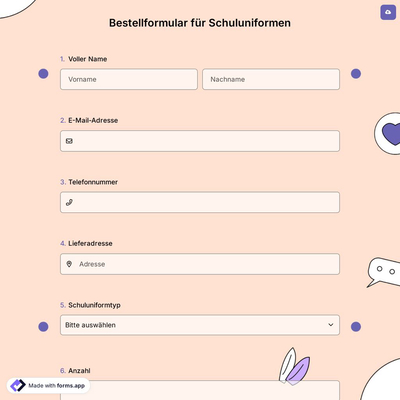 Bestellformular für Schuluniformen