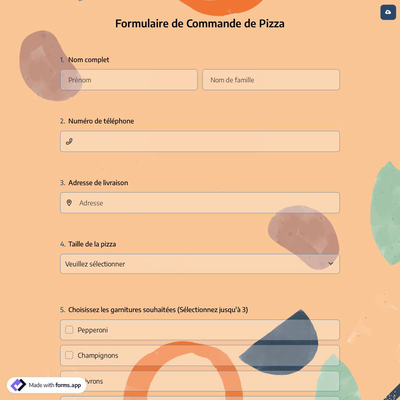 Formulaire de Commande de Pizza