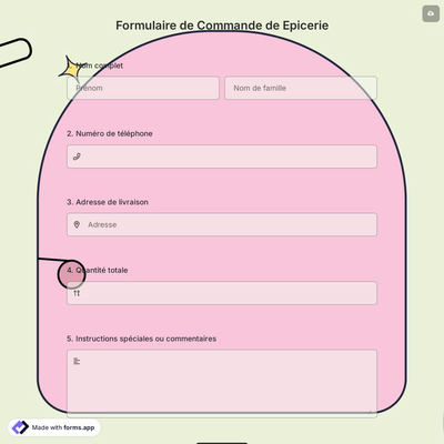 Formulaire De Commande de Epicerie
