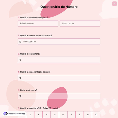 Questionário de Namoro