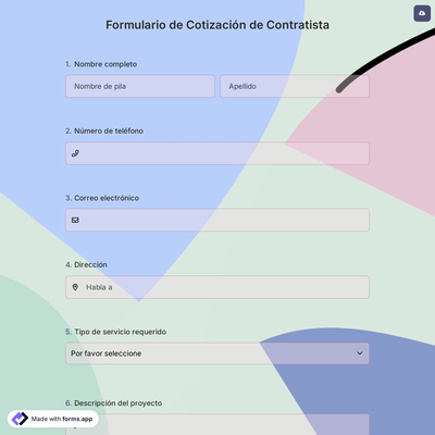 Formulario de Cotización de Contratista
