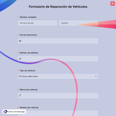 Formulario de Reparación de Vehículos