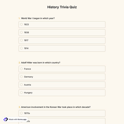 History Trivia Quiz