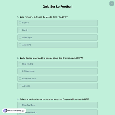 Quiz Sur Le Football