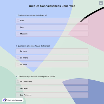 Quiz de Connaissances Générales
