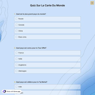 Quiz Sur La Carte Du Monde