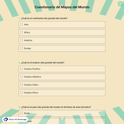 Cuestionario de Mapas del Mundo