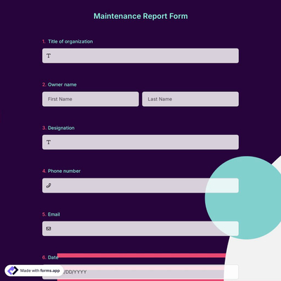 Maintenance Report Form