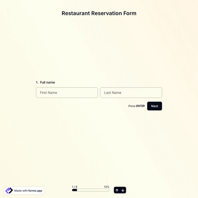 Restaurant Reservation Form