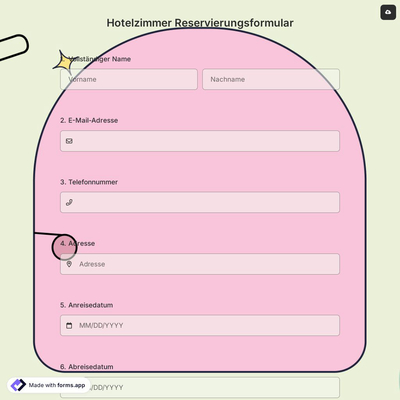 Hotelzimmer Reservierungsformular