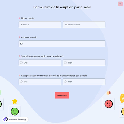 Formulaire de Inscription par e-mail