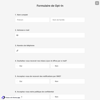 Formulaire de Opt-In
