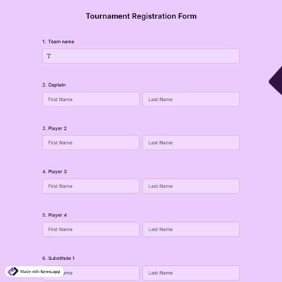 Tournament Registration Form
