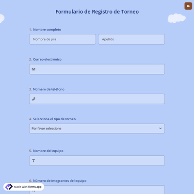 Formulario de Registro de Torneo