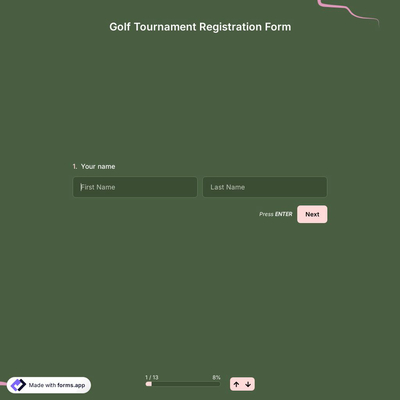 Golf Tournament Registration Form