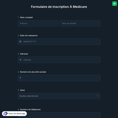 Formulaire de Inscription À Medicare