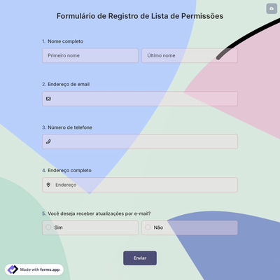 Formulário de Registro de Lista de Permissões