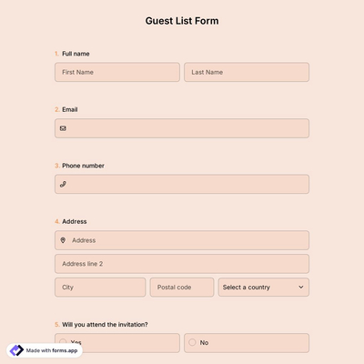 Guest List Form