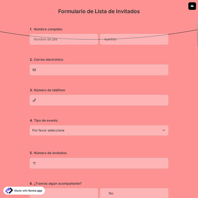 Formulario de Lista de Invitados